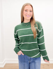 Load image into Gallery viewer, Last Thing To Do LS Top in DK Green/Ivory