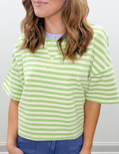 Load image into Gallery viewer, You Look Good Terry SS Top in Honeydew/Periwinkle