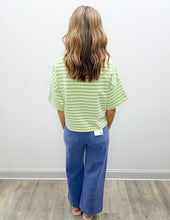Load image into Gallery viewer, You Look Good Terry SS Top in Honeydew/Periwinkle