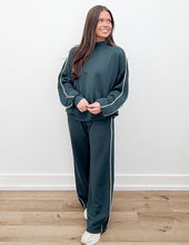 Load image into Gallery viewer, It&#39;s Love Modal Scuba Stripe Piping Pants in Midnight Green