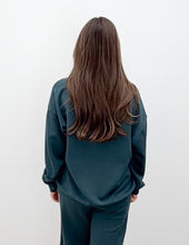 Load image into Gallery viewer, Modal Scuba V-Neck Piping Top in Midnight Green