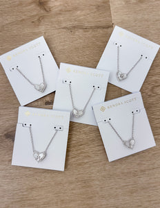 Kendra Scott Heart Letter K Necklace in Silver/Ivory MOP