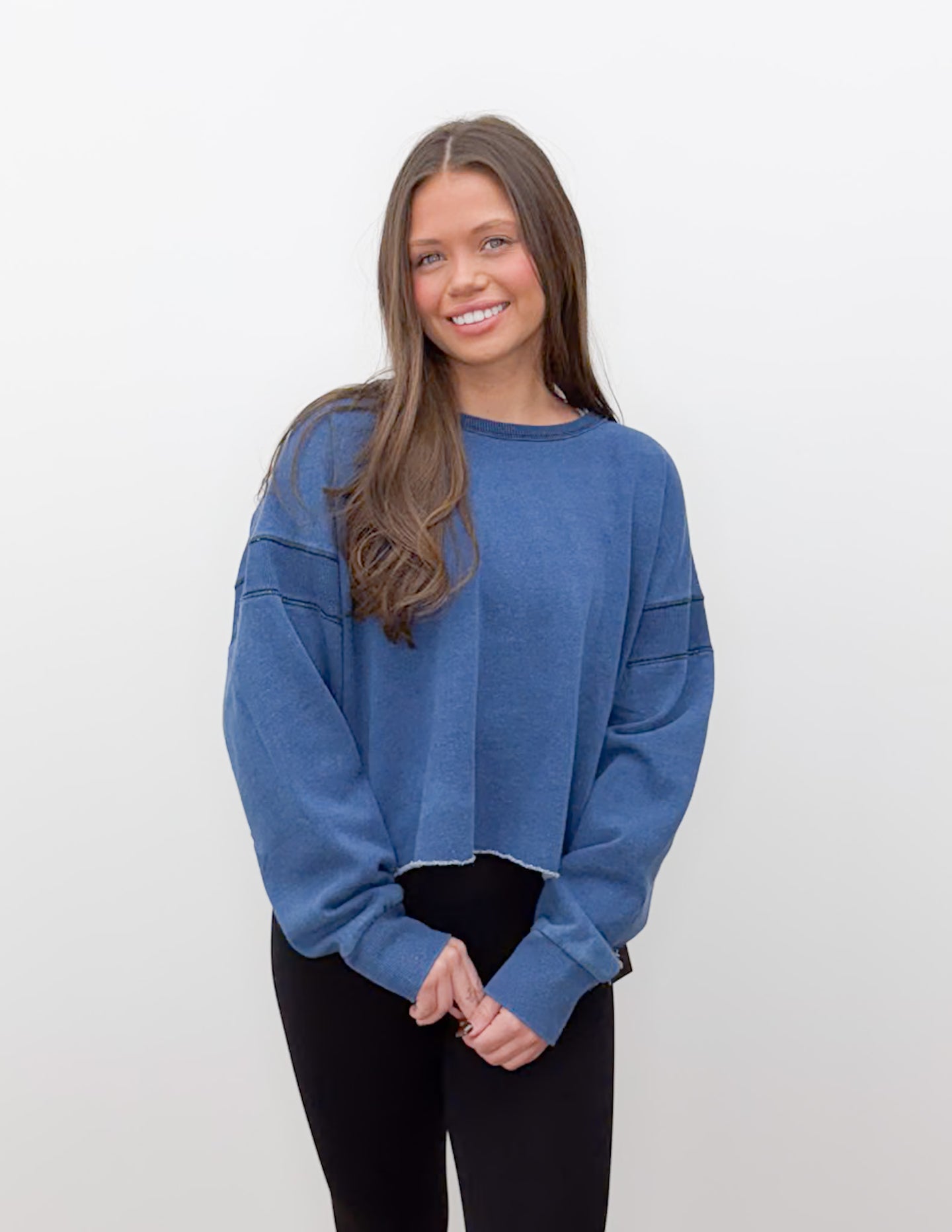 Peaceful Day Denim Wash Open Back Layering Top