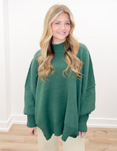 Load image into Gallery viewer, Start The Flame Side Slit Oversized Sweater in DK Green