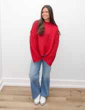 Load image into Gallery viewer, Hanging Around Oversized Cable Knit Sweater in Red