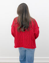 Load image into Gallery viewer, Hanging Around Oversized Cable Knit Sweater in Red
