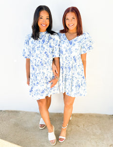 Love Story Floral Print Puffed Sleeve Dress