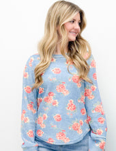 Load image into Gallery viewer, Now You Have Do This Floral Print Thermal Top in Denim