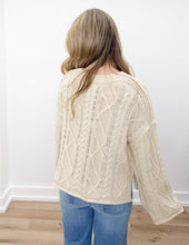 Load image into Gallery viewer, Hanging Around Oversized Cable Knit Sweater in Cream