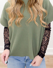 Load image into Gallery viewer, Wonderland Black Leopard Pattern Sheer Mesh LS Top
