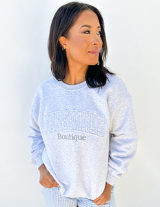 Versatile Boutique Embroidered Sweatshirt in Ash Gray