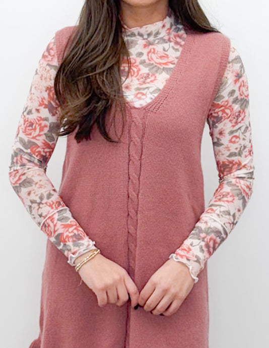 Keep Me Waiting Floral Mesh LS Top