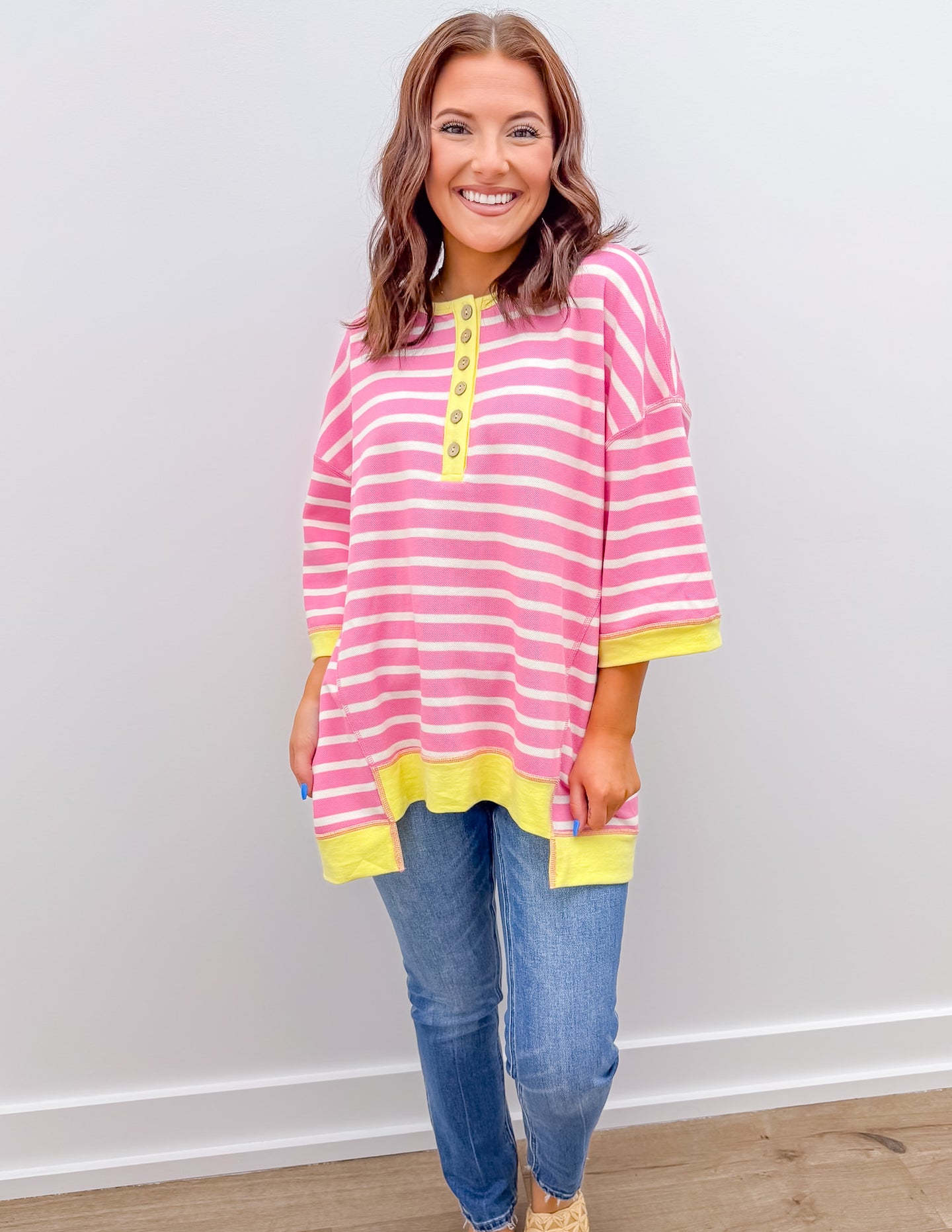 It Goes On And On Stripe Knit Henly Neckline Top