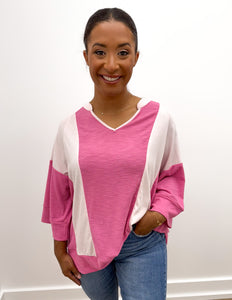 Let's Have Some Fun Colorblock 3/4 Sleeve Top