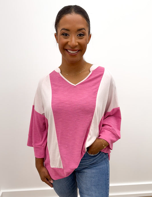 Let's Have Some Fun Colorblock 3/4 Sleeve Top