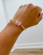 Load image into Gallery viewer, Kendra Scott Haley Bow STRCH Gold Bracelet in Blush Ivory MOP