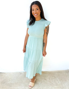 Let's Be Real Smocked Tiered Midi Dress