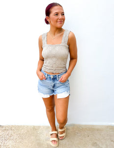 Holding on to Heartbreak Floral Seamless Tank in Oatmeal