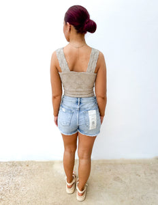 Holding on to Heartbreak Floral Seamless Tank in Oatmeal