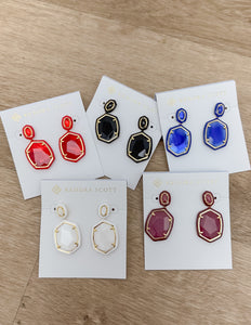 Kendra Scott Daphne Enamel Frame Drop Earrings in Gold Maroon Magnesite