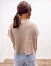 Load image into Gallery viewer, The Way I Feel Mock Neck SS Boxy Sweater Top in Light Mocha