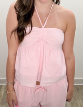 Load image into Gallery viewer, Ocean Drive-Textured Cotton Halter Top in Soft Pink