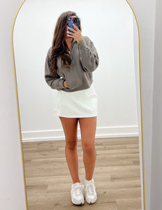 Loving How I Am Living Basic Fleece Half Zip Hoodie in Fossil