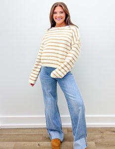 Keep Your Head Up Basic Striped Knit Sweater