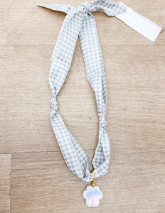 Lover Trendy Scarf Necklace in Grey/White- Paw Print