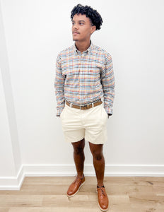 Coastal Cotton Woven Sport Shirt in Harvest Gingham