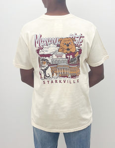 Mississippi State Hand Drawn Campus SS Tee in Ivory