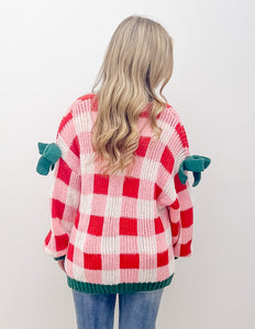 It's Our Party Front Sweater Cardigan With Ribbon Detail