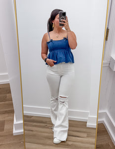 Erin Bow Detail Denim Top