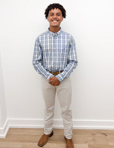 Vineyard Vines Washashore Plaid Perfect Wash Shirt in Dune Grass