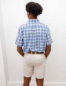 Vineyard Vines Coskata Plaid Island Slub SS Shirt in Coastline