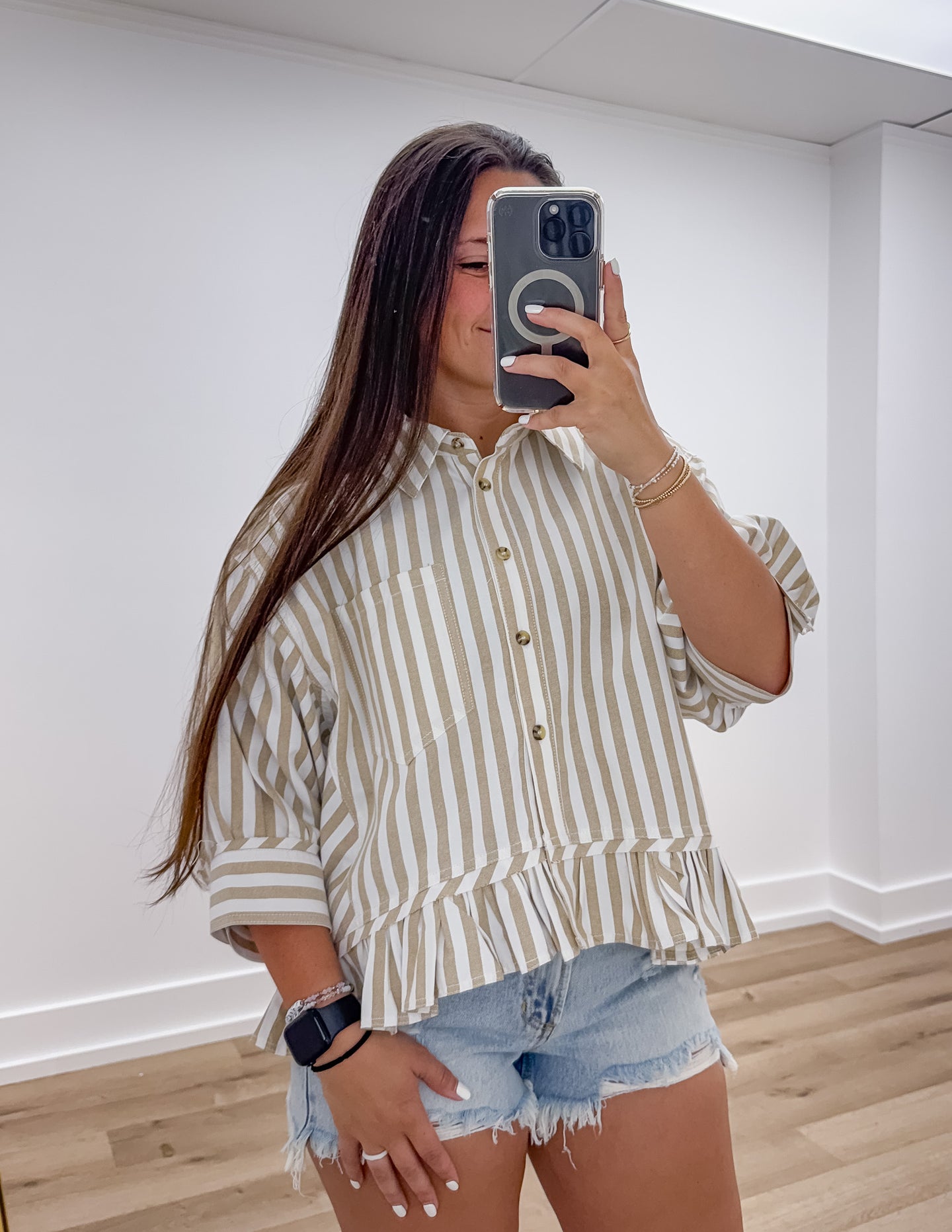 Waiting For The Sun Button Up Top in Latte