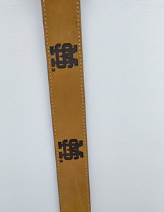 Crazyhorse MS Baseball Light Brown Stitch Leather Embossed Belt