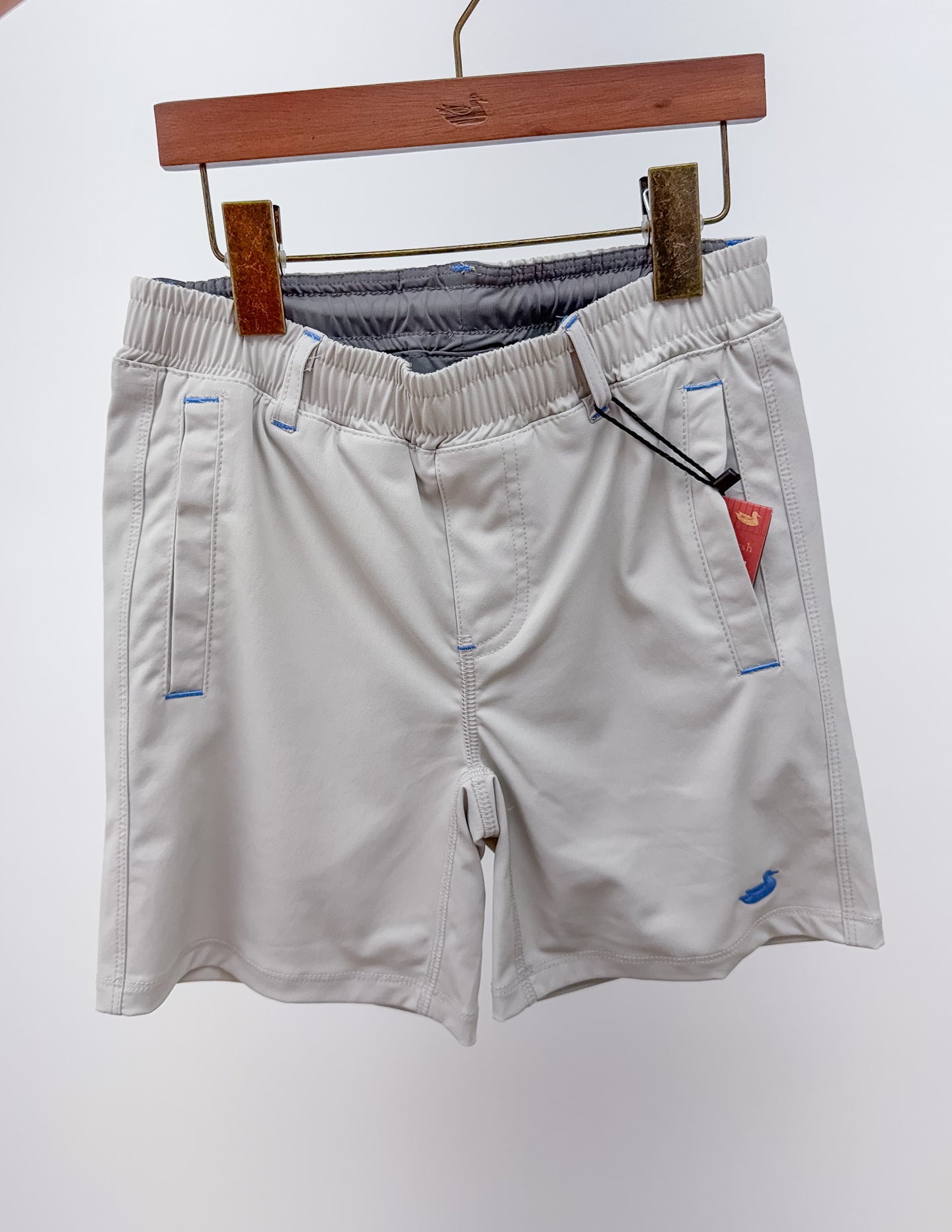 Southern Marsh Youth Billfish Lined Performance Shorts in Light Gray