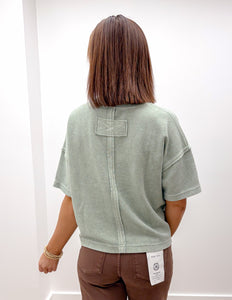 I've Been Everywhere Ribbed SS Top in Light Olive