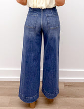 Load image into Gallery viewer, Turn It Up High Rise Pin Tuck Detail Wide Leg Jeans in Dark Denim