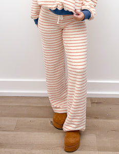 Girl Like You Drawstring Bobbi Stripe Pants in Coral/Blue