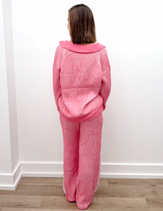 Worst Ways Two Tone Sweater And Pants Set in Pink/Ivory