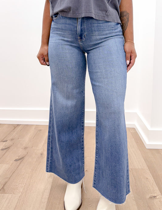 All I Gotta Say Scissor Cut Wide Leg Jeans