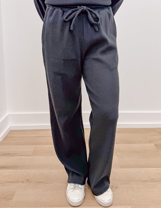 Lulu Mac Waffle Pants in Black