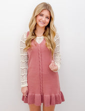 Load image into Gallery viewer, Turning The Page Sleeveless V Neck Hem Knit Dress in Mauve