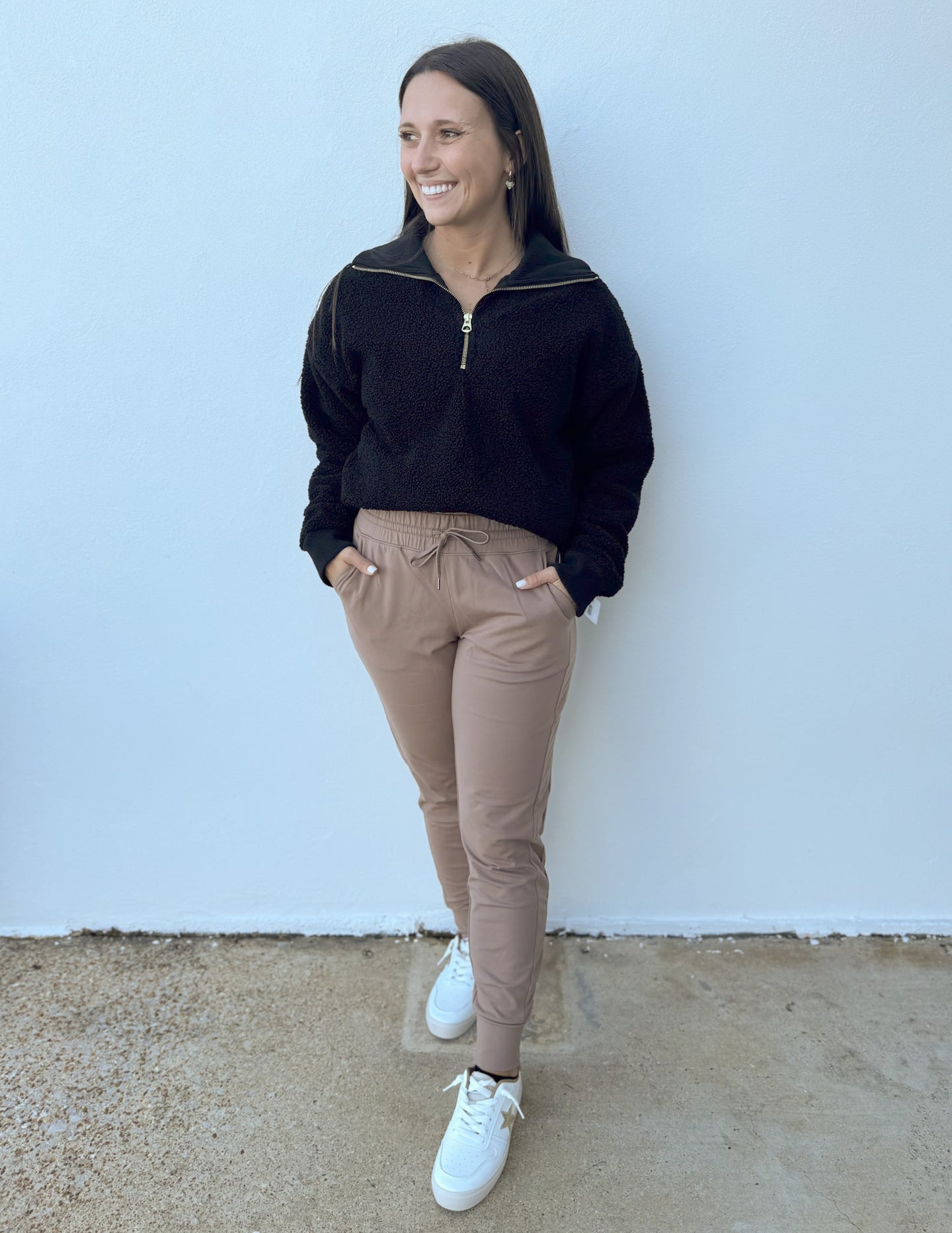 Dream On Fleece Inside Drawstring Jogger in Leafless Tree