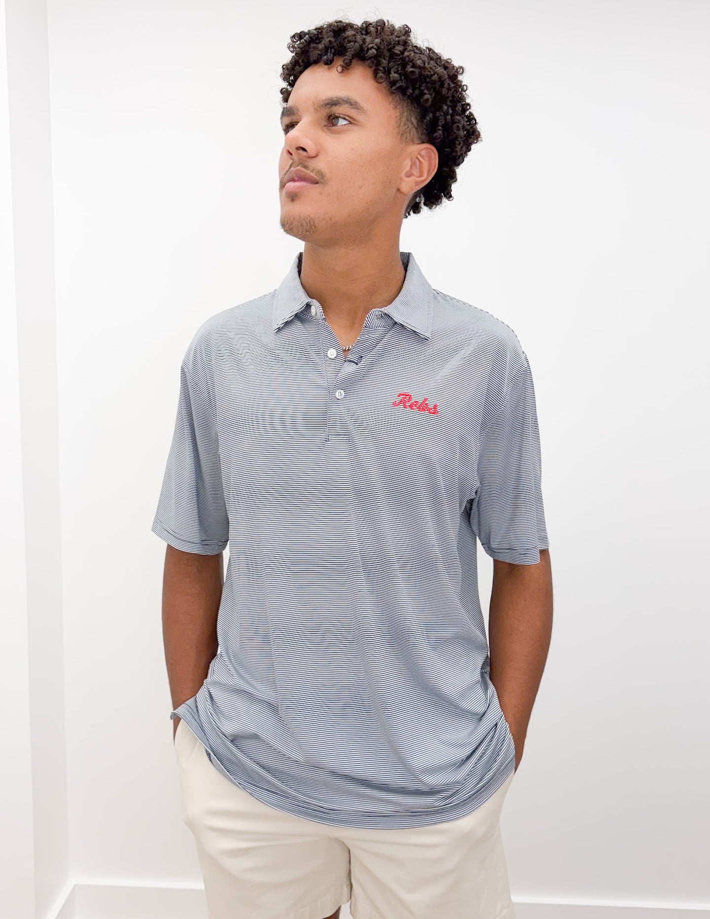 Ole Miss Script Rebs Stripe Polo