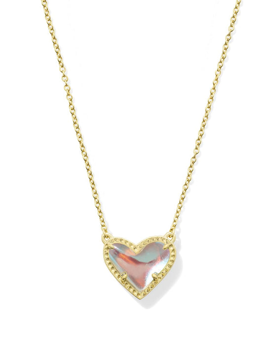 Kendra Scott Ari Heart Necklace in Gold Dichroic Glass