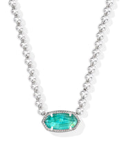 Load image into Gallery viewer, Kendra Scott Elisa Silver Beaded Necklace in Bright Aqua Illusion