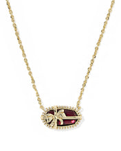 Load image into Gallery viewer, Kendra Scott Elisa Bow Short Pndnt Necklace in Gold/Dark Burgundy Illusion